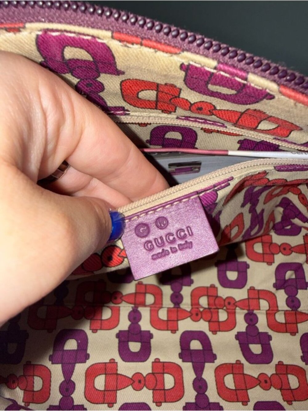 Gucci Purple Leather Top-Handle Satchel with Gold-Tone Logo Charm - Picture 12 of 13
